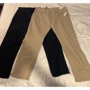 BROOKS BROTHERS PANTS 36/32 2 PAIRS NEW W/TAGS KAKI AND NAVY